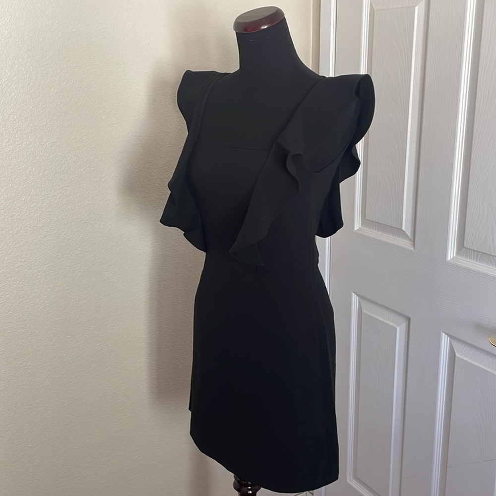 NEW FRENCH CONNECTION Womens Black Sleeveless Mini Ruffle Fit Dress LBD - Picture 13 of 16